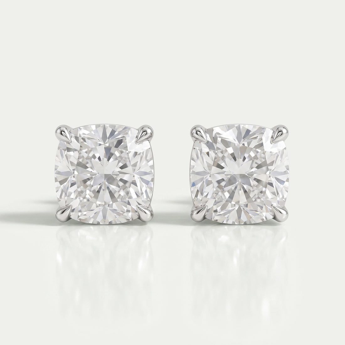 Square Cushion Cut Lab Diamond Solitaire Stud Earrings
