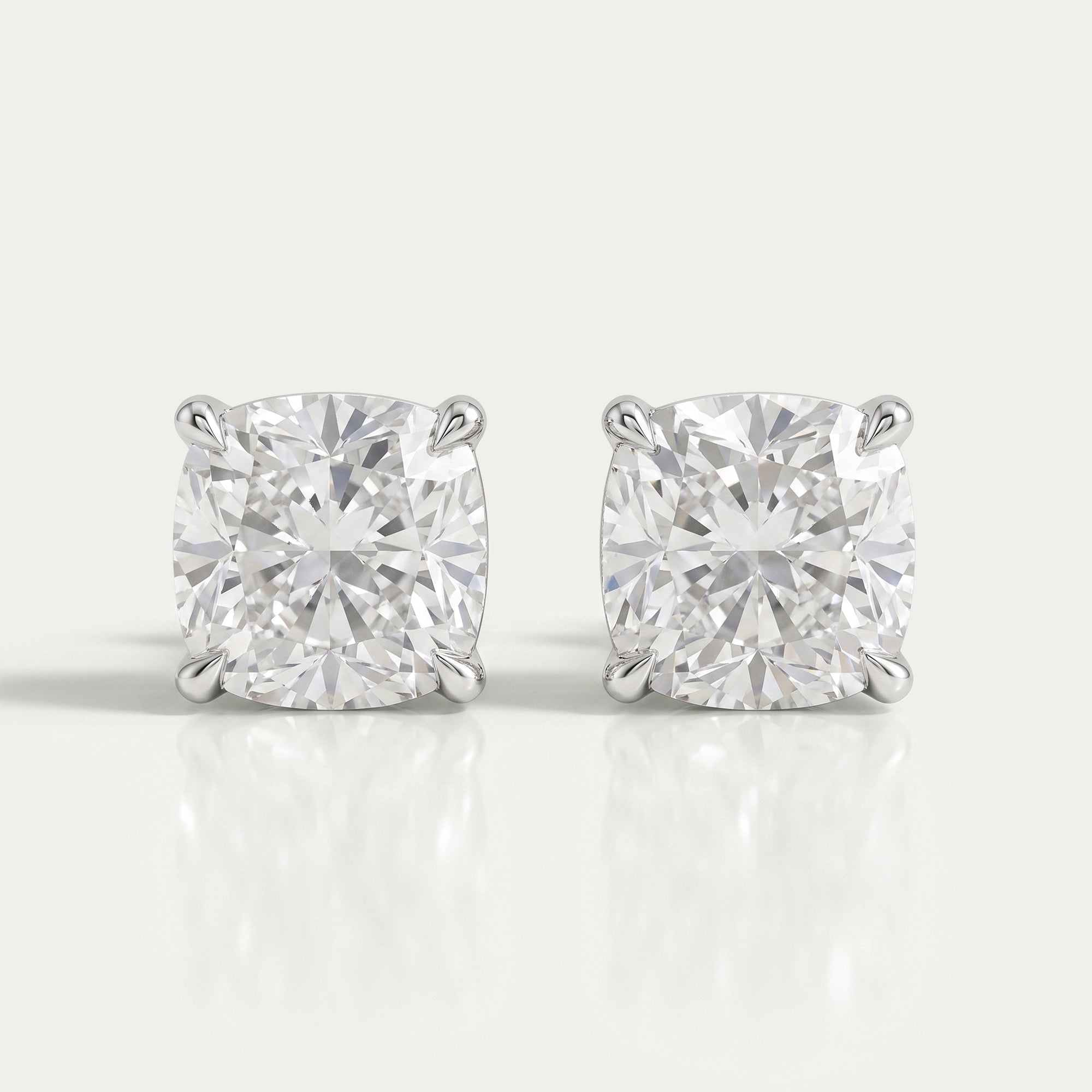 Square Cushion Cut Lab Diamond Solitaire Stud Earrings