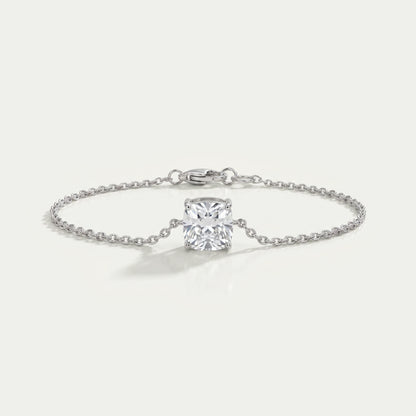 Square Old Mine Cushion Diamond Solitaire Bracelet