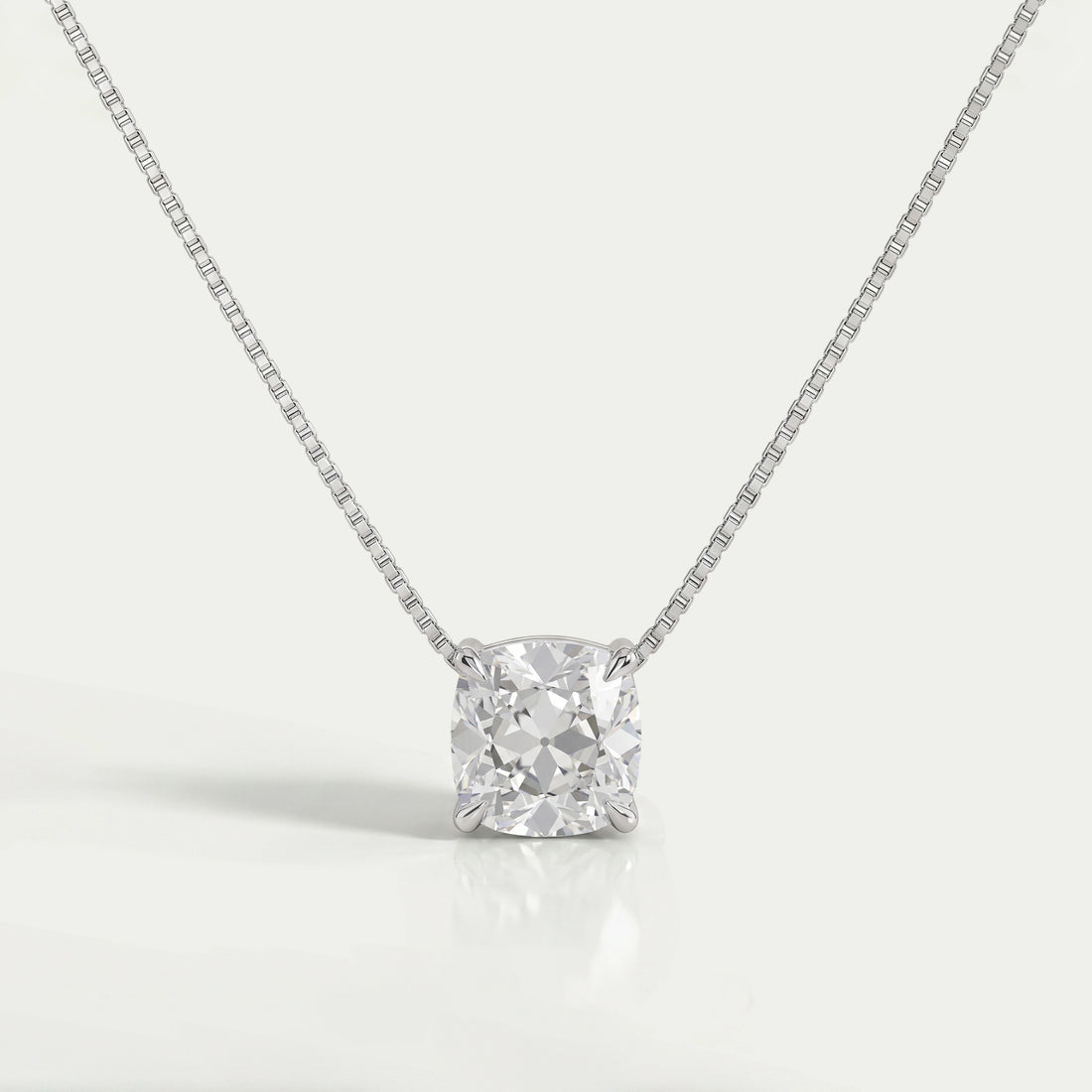 Square Old Mine Cushion Lab Diamond Solitaire Pendant Necklaces