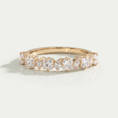 Square Radiant And Pear Cut Lab Diamond Half Eternity Band Rings
