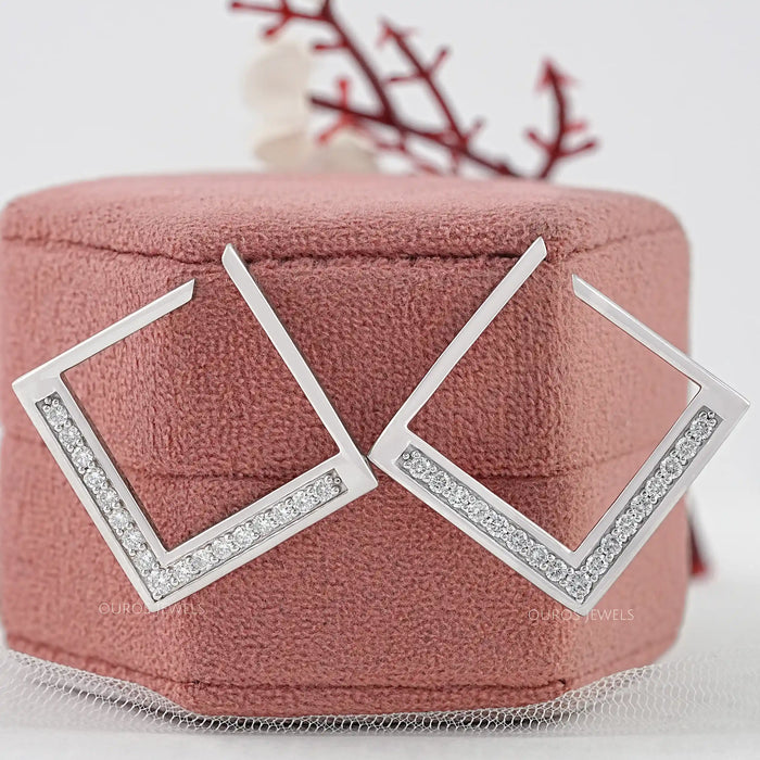 Boucles d'oreilles créoles carrées et rondes avec diamants de laboratoire