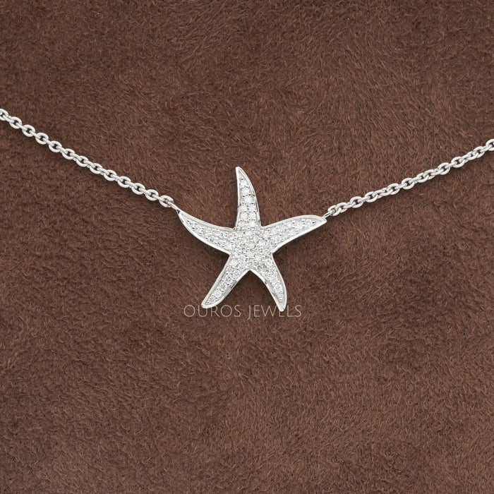 Starfish Round Cut Cluster Diamond Pendant