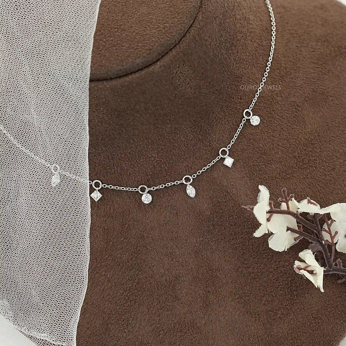 Multi Shape Lab Diamond Station Necklace