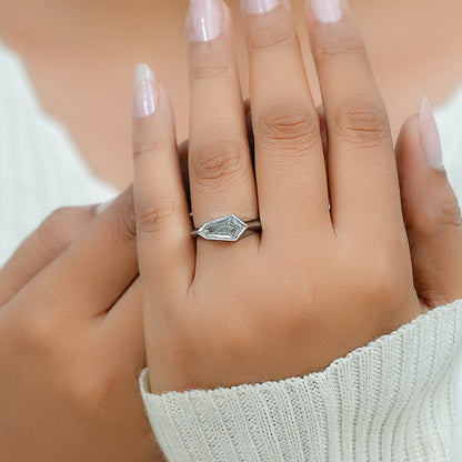 Bague bypass avec diamant taille ancienne et accents