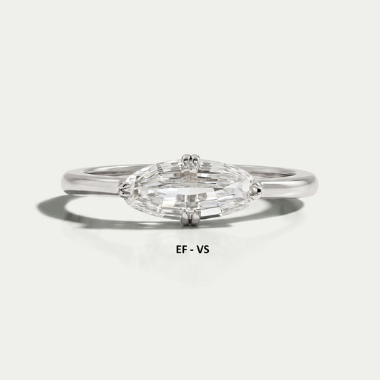 East West Step Cut Moval Lab Diamond Solitaire Ring Ring