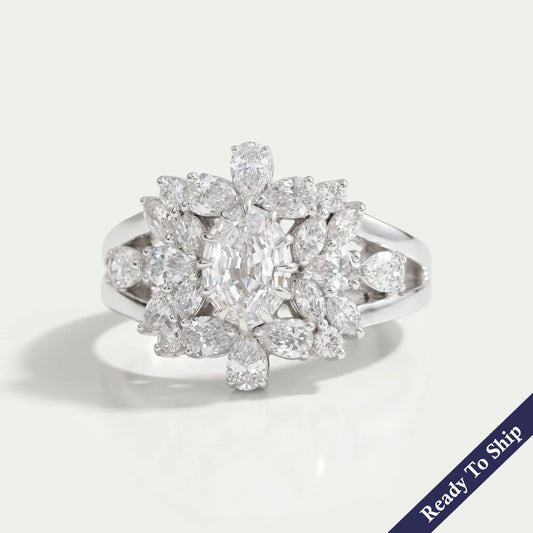 Bague de fiançailles halo en diamants taille ronde
