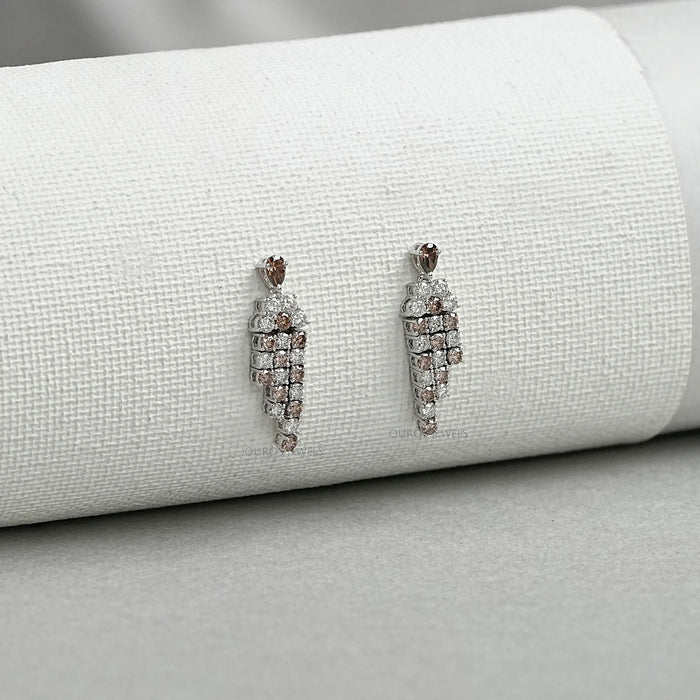 Boucles d'oreilles pendantes en diamant chocolat