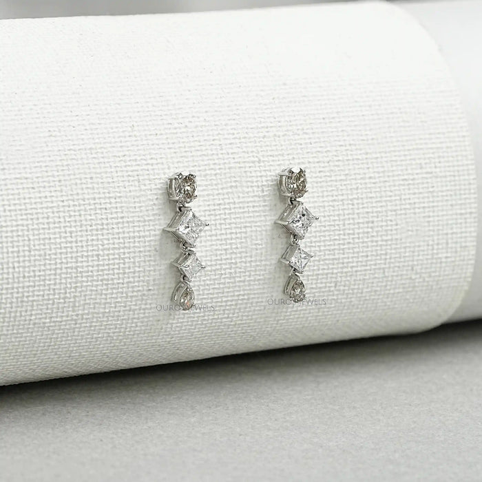 Boucles d'oreilles pendantes en diamants de laboratoire multiformes