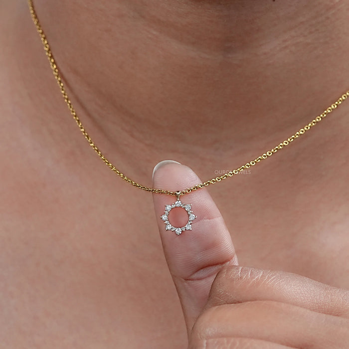 Open Circle Round Diamond Pendant