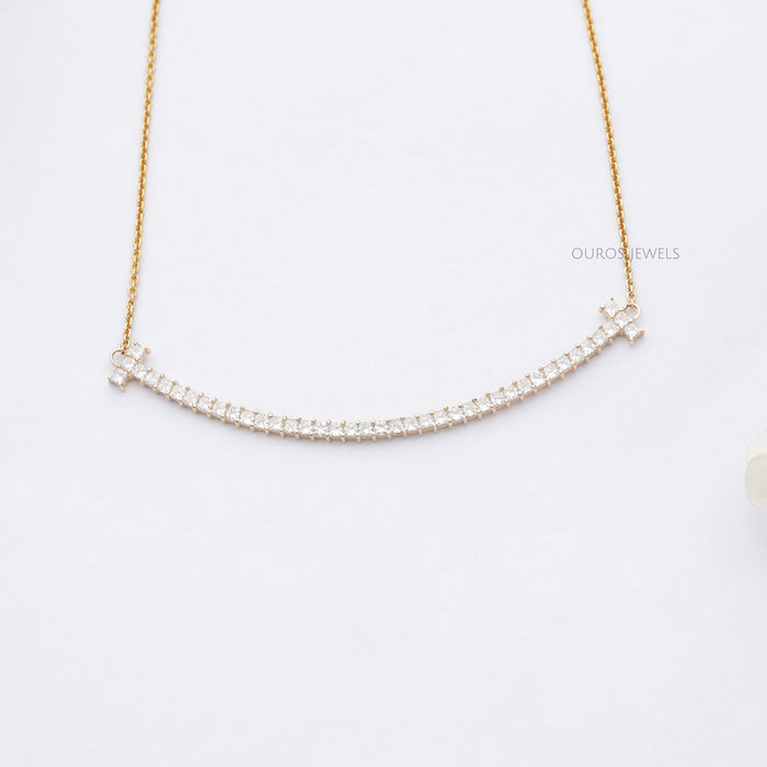 Princess Cut T Smile Diamond Pendant