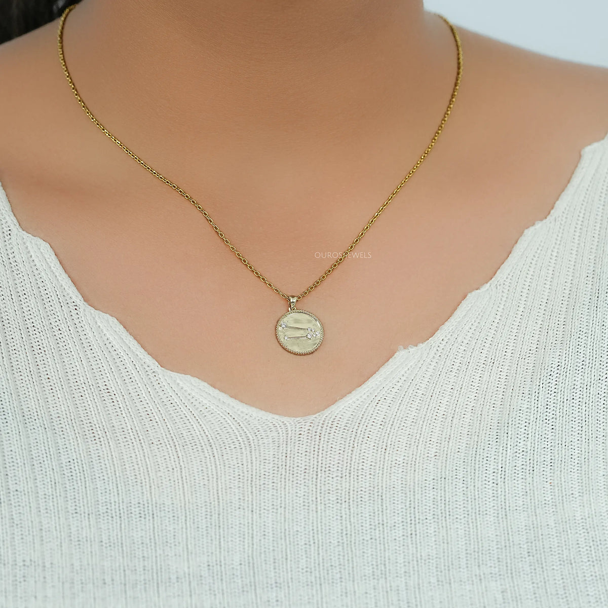 Taurus Zodiac Sign Lab Diamond Pendant Necklaces