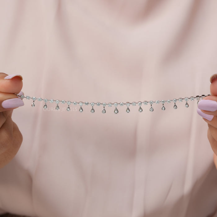 Round Shape Lab Diamond Teardrop Bracelet