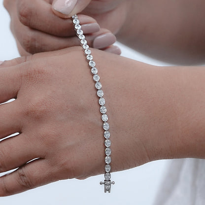 Bezel Set Oval Cut Lab Grown Diamond Tennis Bracelet Bracelet