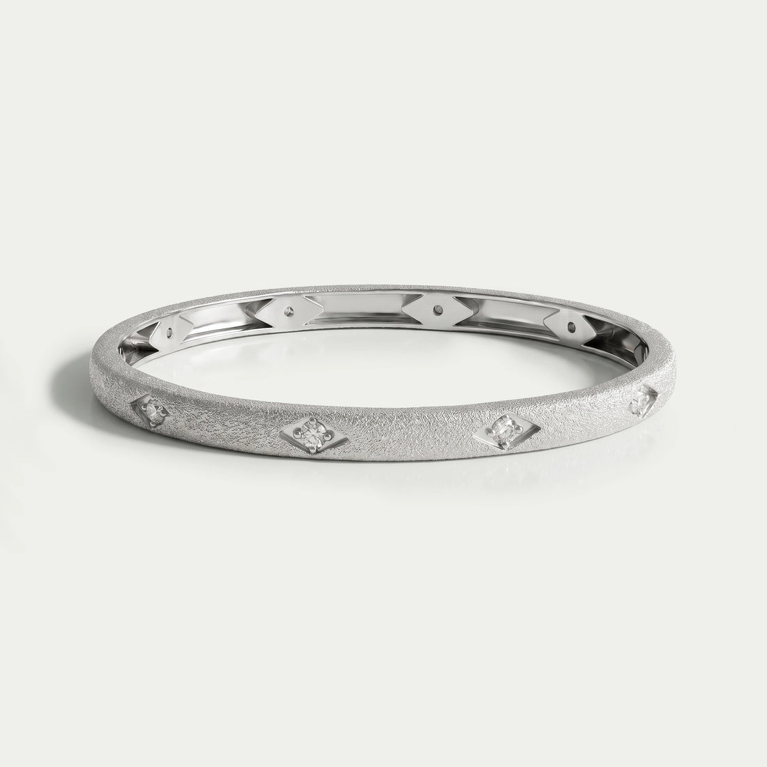 Textured Finish Round Lab Diamond Bangle Bracelet