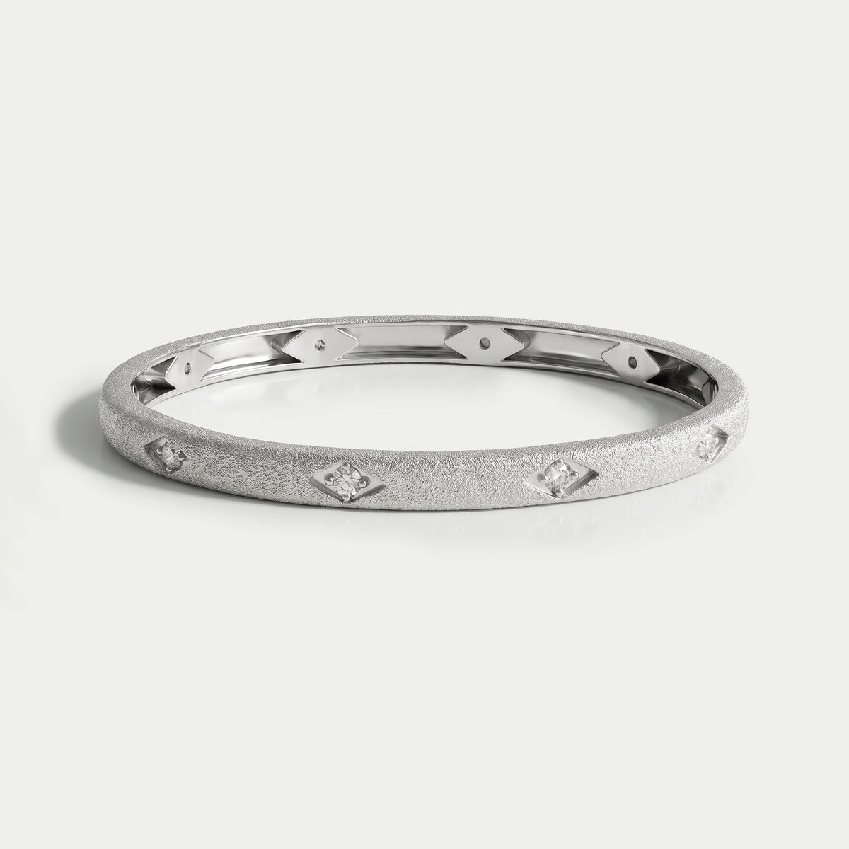 Textured Finish Round Lab Diamond Bangle Bracelet