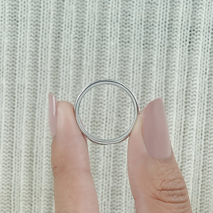 Textured Finish Dainty Diamond Wedding Band Ring