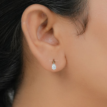 Pear Diamond Thread Screw Back Earrings Earring