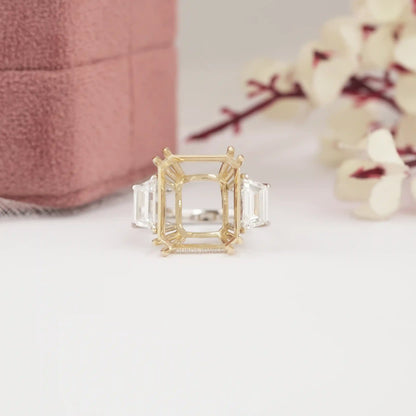 Semi Mount Three Stone Ring Settings Rings