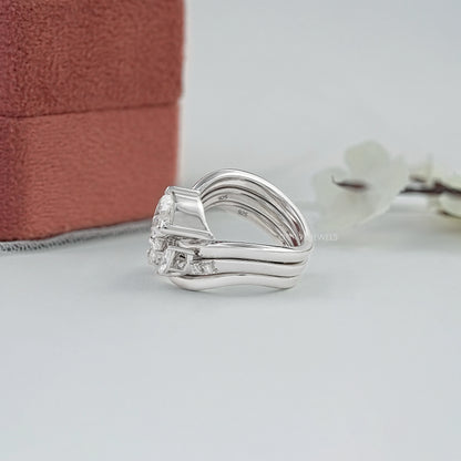 Three Row Multi Shape Lab Diamond Wave Band