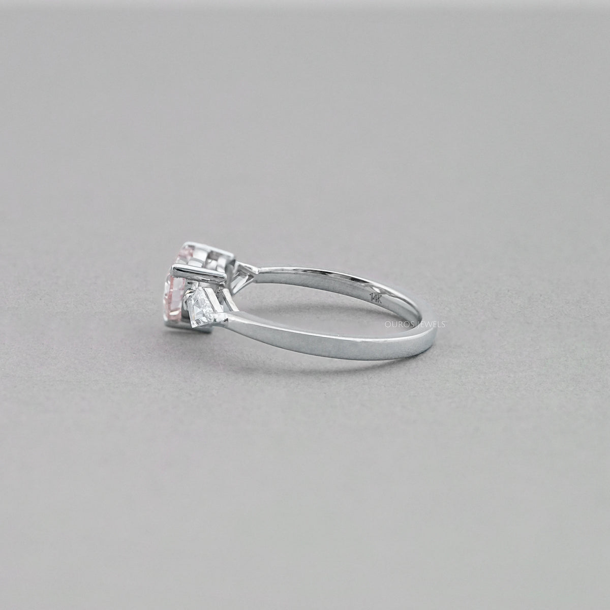 3 Stone Pink Heart Cut Diamond Engagement Ring Ring