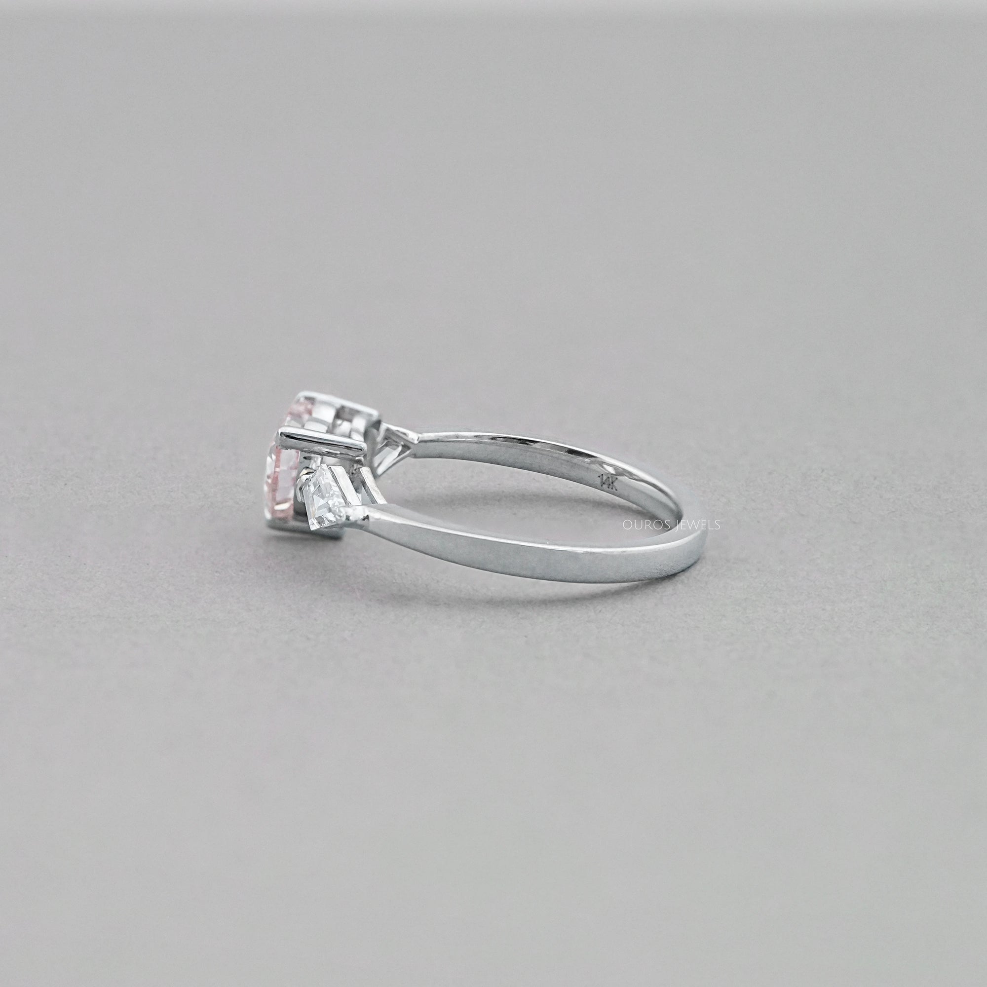 3 Stone Pink Heart Cut Diamond Engagement Ring Ring