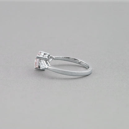 3 Stone Pink Heart Cut Diamond Engagement Ring Ring