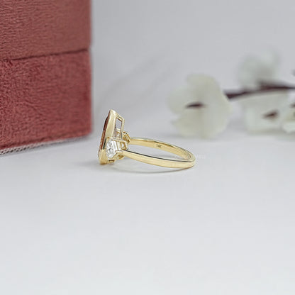 Trilogy Champagne Step Cut Pear Diamond Bezel Ring Ring