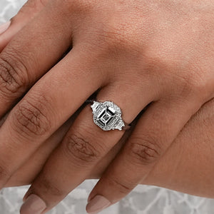 Three Stone Emerald Cut Lab Diamond Ring