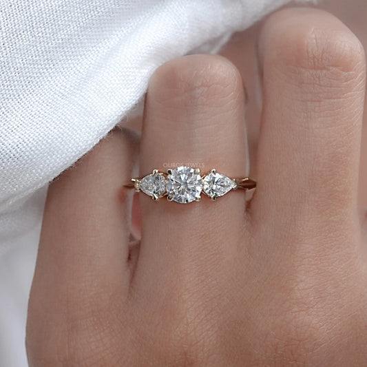 3 Stone Round Cut Lab Diamond Engagement Ring Rings