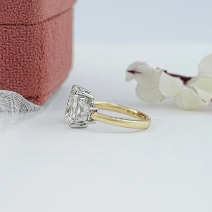 Three Stone Radiant And Trapezoid Lab Diamond Ring Ring