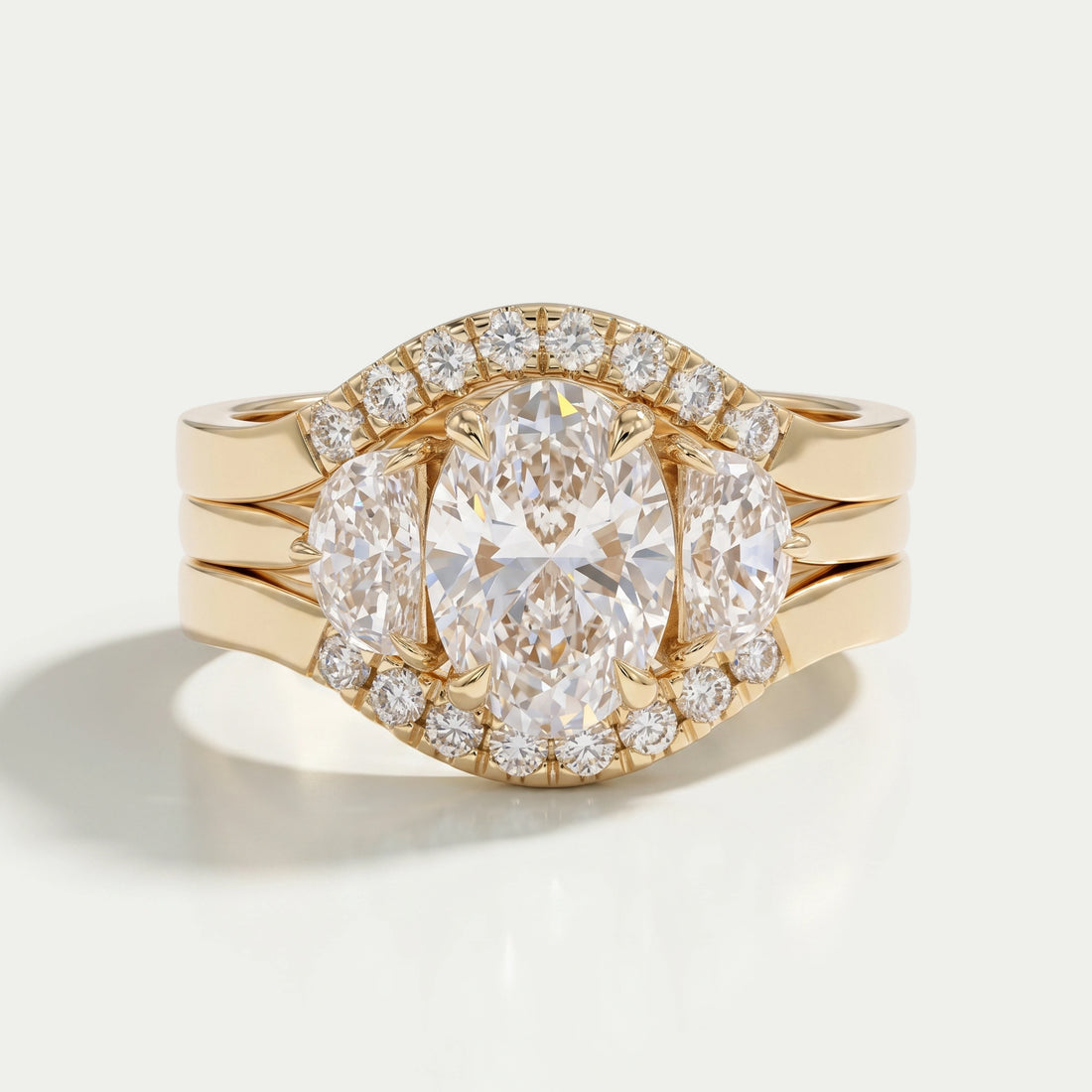 Oval Shape Lab Diamond Bridal Ring Set Rings