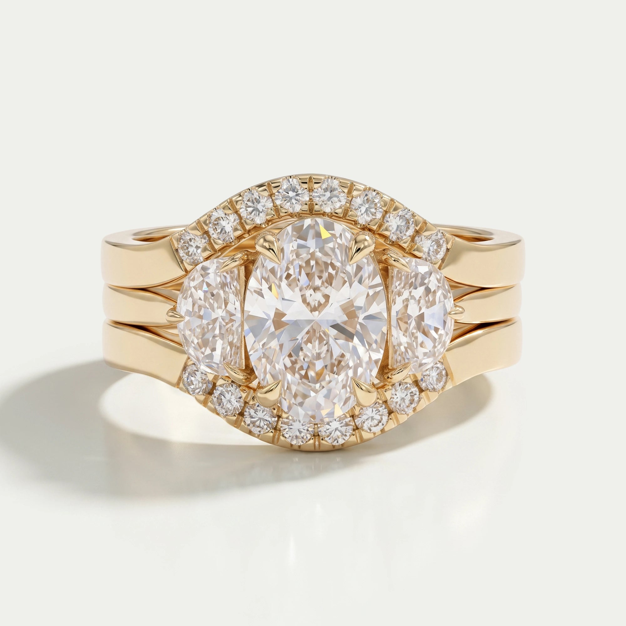 Oval Shape Lab Diamond Bridal Ring Set Rings