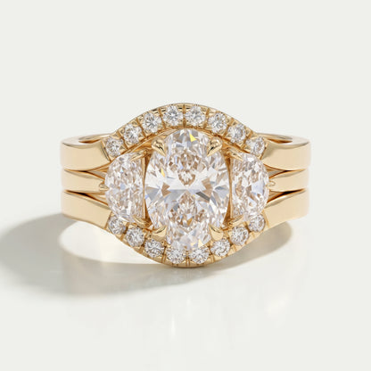 Oval Shape Lab Diamond Bridal Ring Set Rings