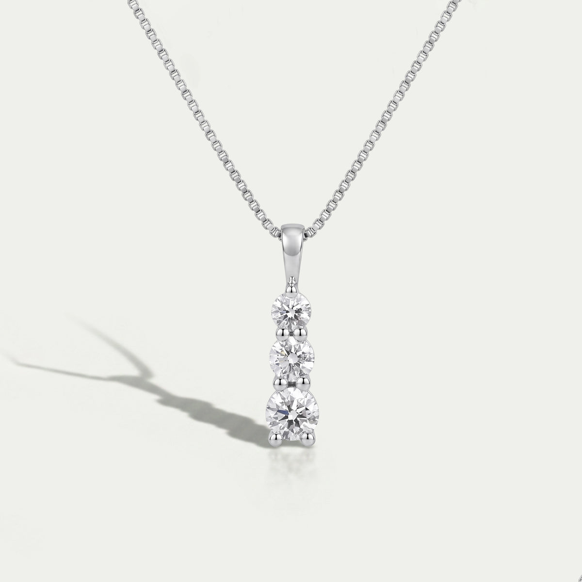 3 Stone Round Cut Lab Diamond Bar Pendant Necklaces