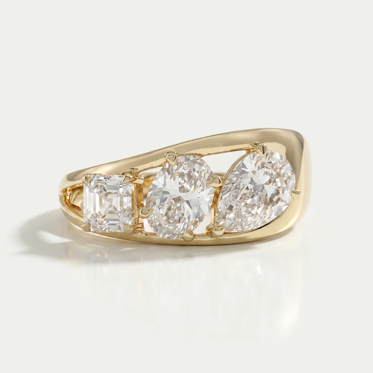 Multi Shape Lab Diamond Three Stone Ring Ring