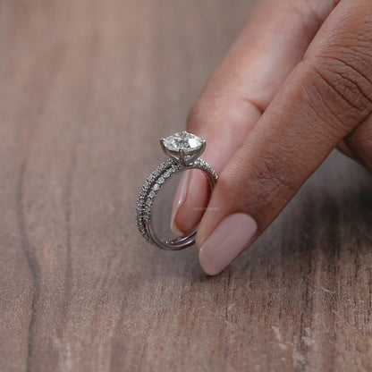 Old European Round Cut Solitaire Accent Bridal Ring Set Rings