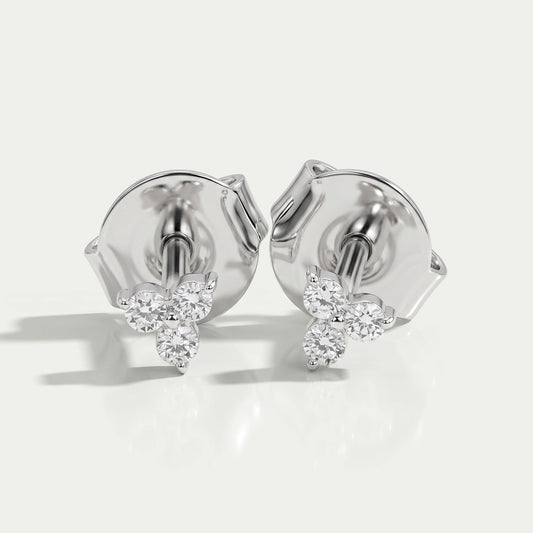 Tiny Trinity Round Lab Diamond Stud Earrings Earring