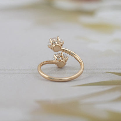Old European Round Diamond Toi Et Moi Engagement Ring Rings