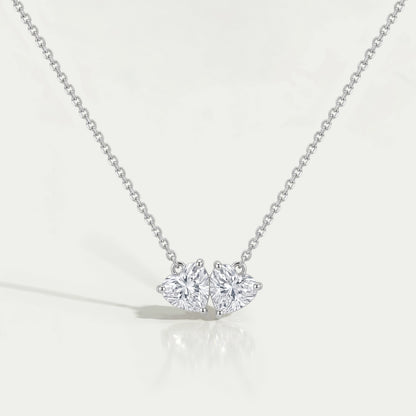 Heart Cut Lab Diamond Toi Et Moi Pendant Necklaces