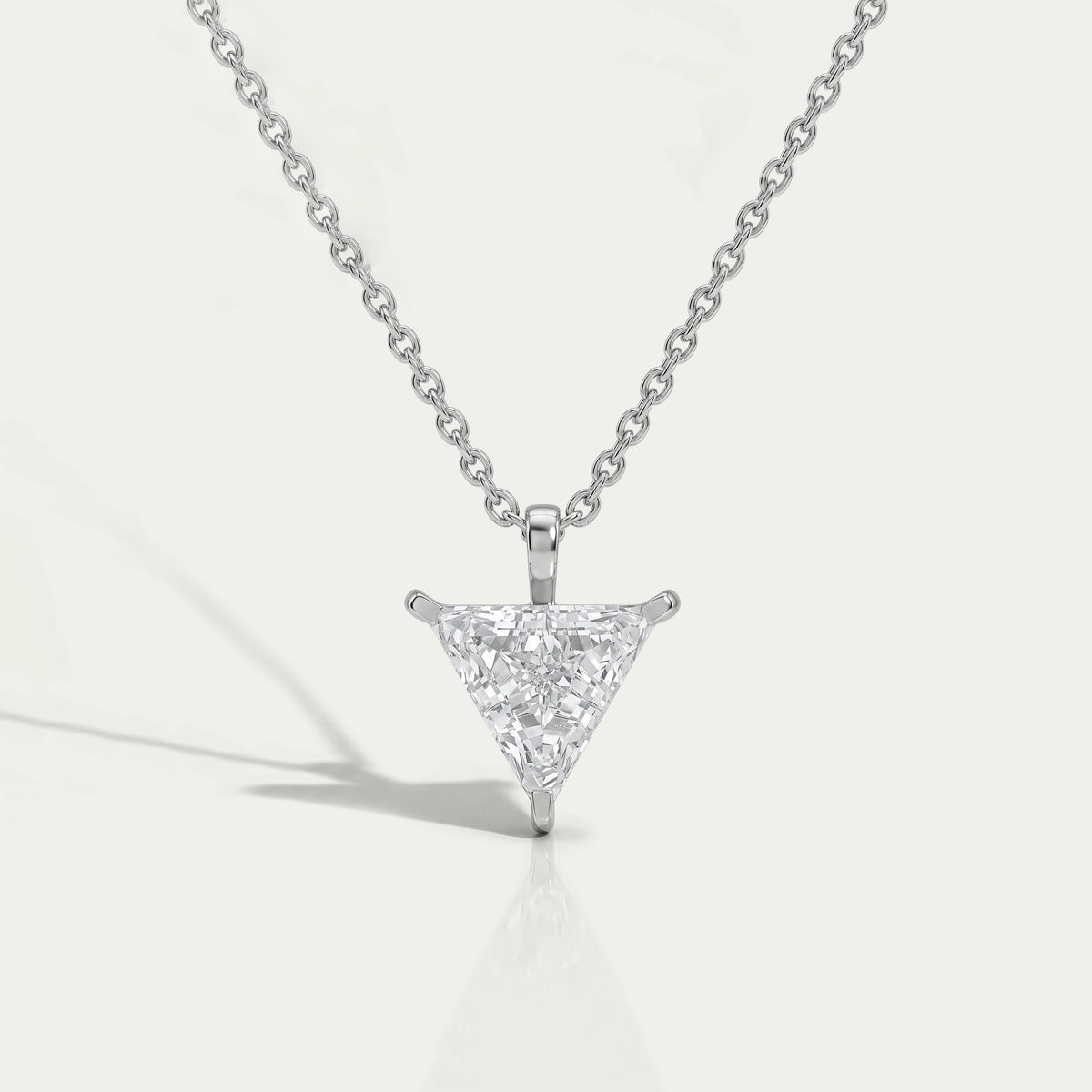 Triangle Cut Lab Diamond Solitaire Pendant Necklaces