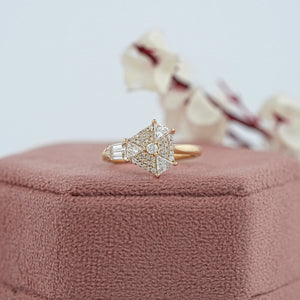 Step Cut Arrow And Round Lab Diamond Anniversary Ring