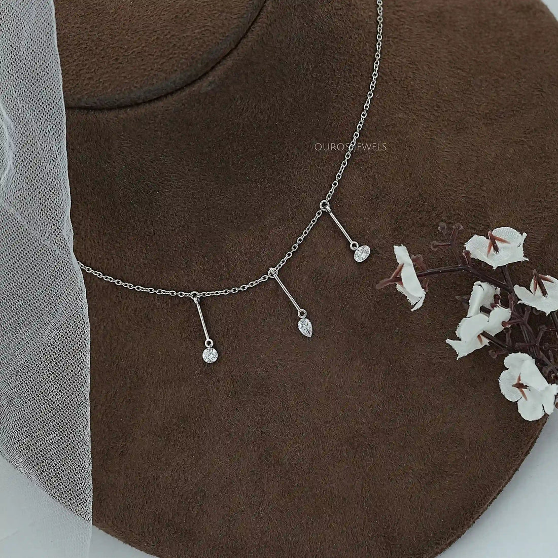 Trio Drill Lab Diamond Bar Charm Necklace Necklaces
