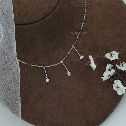 Trio Drill Lab Diamond Bar Charm Necklace Necklaces