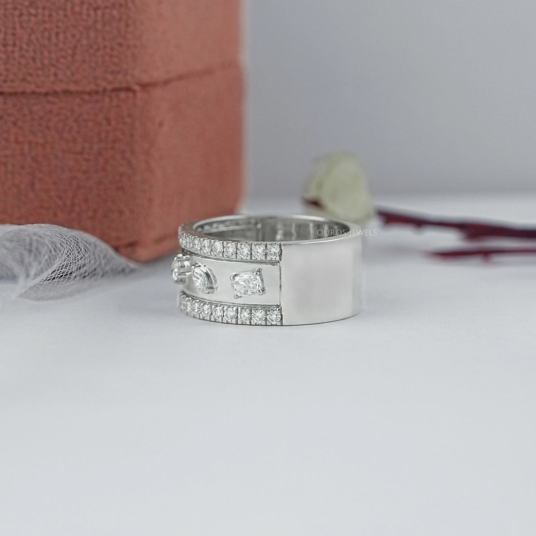 Triple Row Mixed Diamond Eternity Band Ring