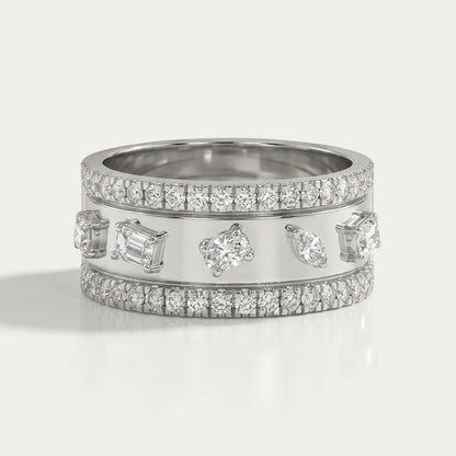 Triple Row Mixed Diamond Eternity Band Ring