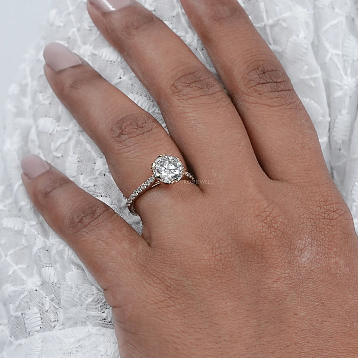 Round  Cut  Lab Diamond Tulip Engagement Ring