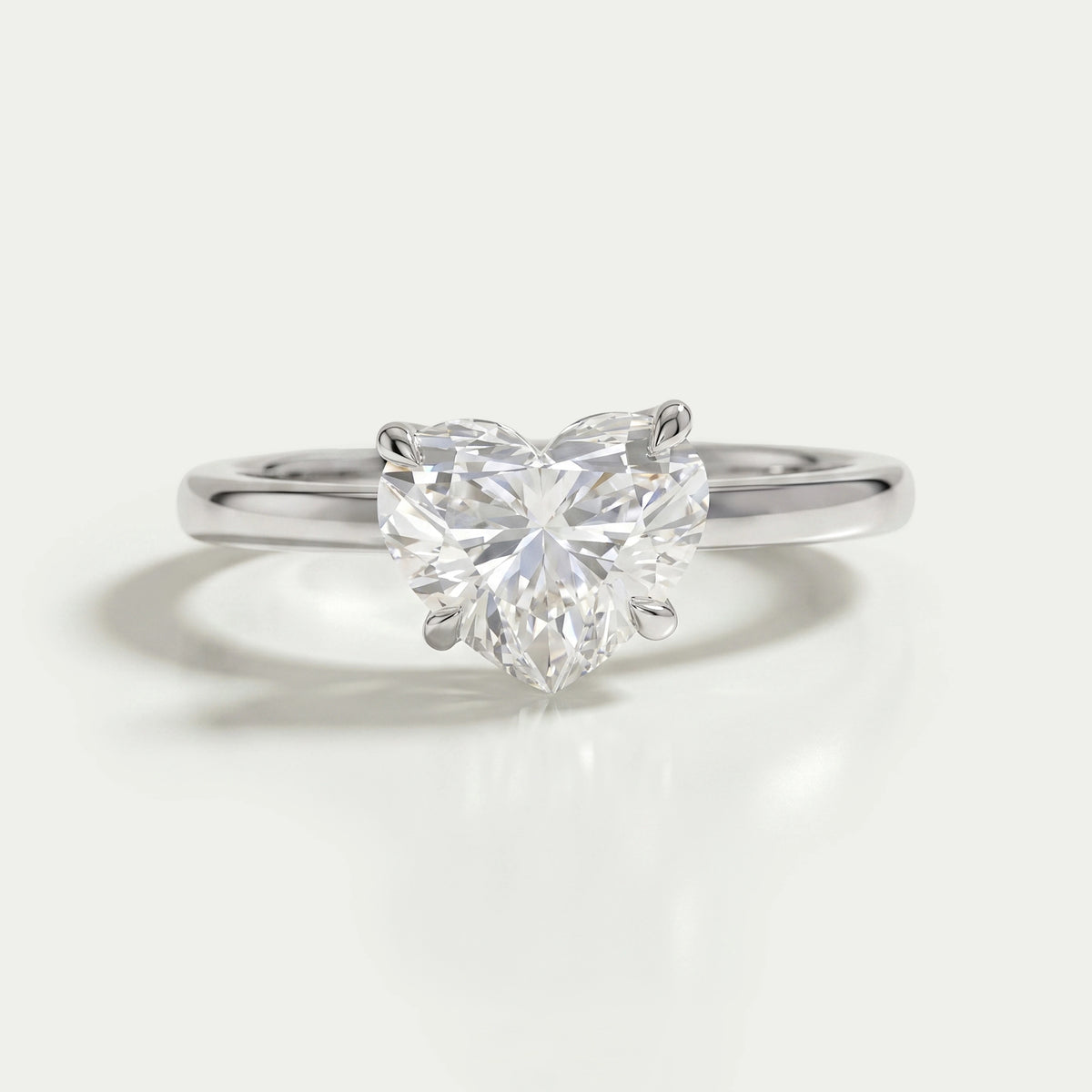 Heart Diamond Tulip Set Solitaire Ring Ring