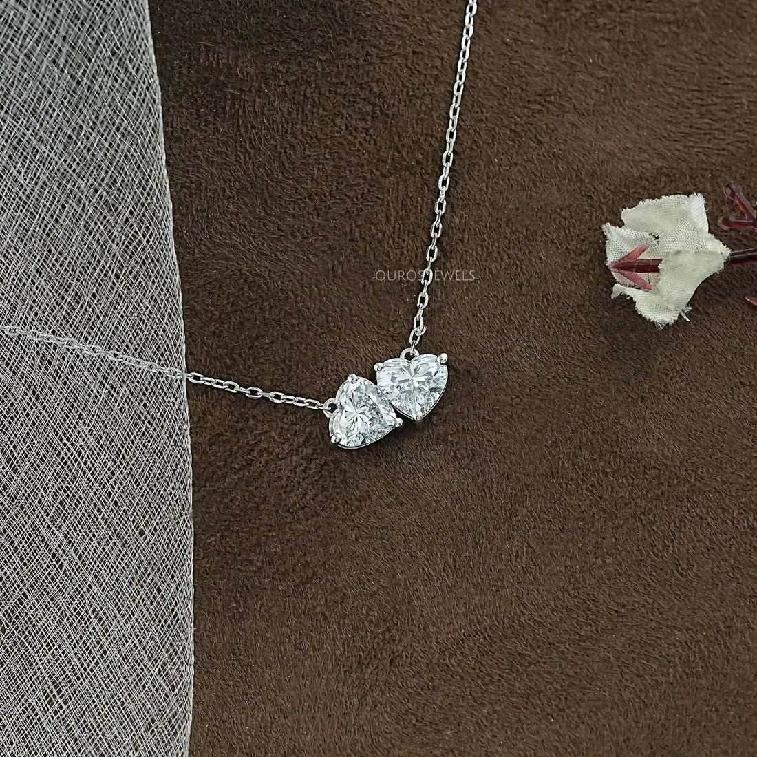 Heart Cut Lab Diamond Toi Et Moi Pendant Necklaces
