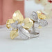 front view of floral-style two-tone round diamond vintage customized engagement ring